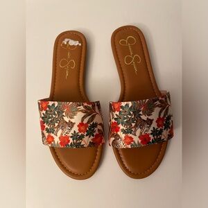 Jessica Simpson Jungle Island Tiger Slide Flats Sandals Size 7 1/2